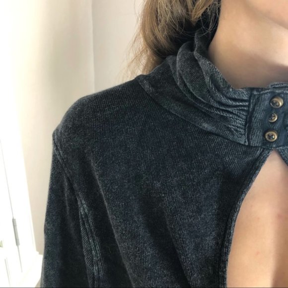 NWOT Deifik Sexy Keyhole Black/Grey burnout Top - Picture 2 of 5